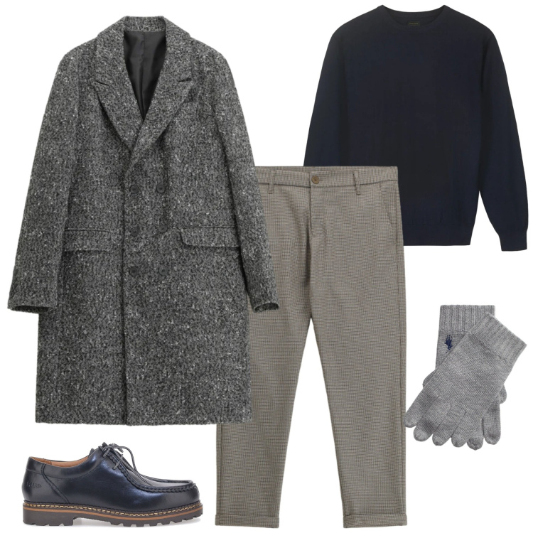 Outfit uomo - Total look #2321977. Stile Urban per Tutti i giorni. Abbinamento con pantaloni, cappotti, guanti, scarpe stringate, maglieria.