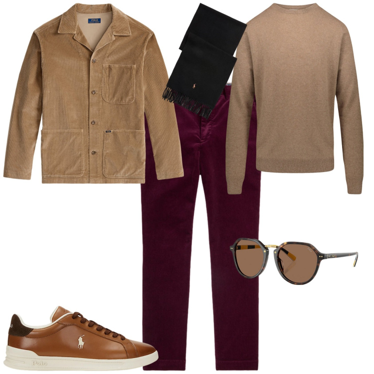 Outfit uomo - Trendy ufficio tempo libero. Stile Trendy per Ufficio. Abbinamento con sneakers, occhiali da sole, sciarpe, giacche, pantaloni, maglieria.