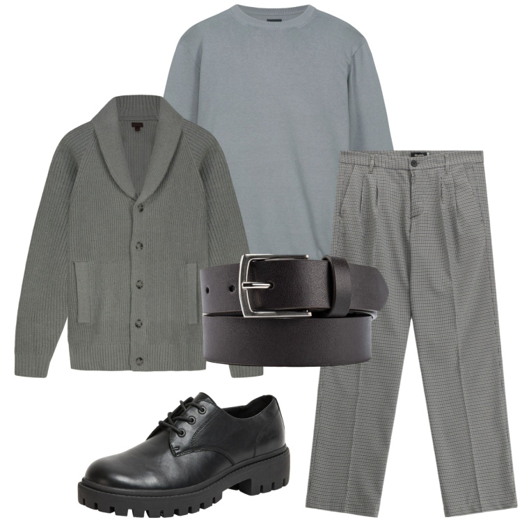 Outfit uomo - Total look #2322006. Stile Business/Elegante per Ufficio. Abbinamento con scarpe stringate, pantaloni, cardigans, maglieria, cinture.