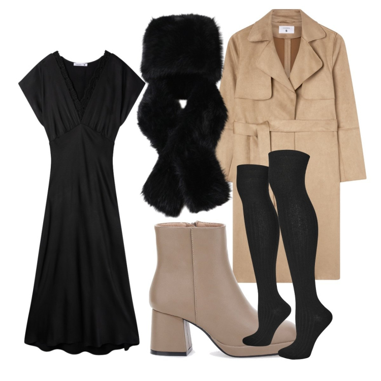 Outfit donna - Colbacco che saldi. Stile Glamour per Serata fuori. Abbinamento con vestiti lunghi, trench, calzini, berretti, stivaletti.