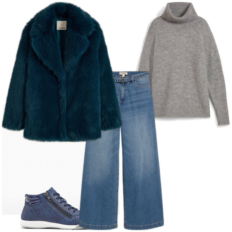 Outfit femme - Basique #316. Style Basique pour Tous les jours. Assortir avec jeans, fausses fourrures, sneakers, pulls.