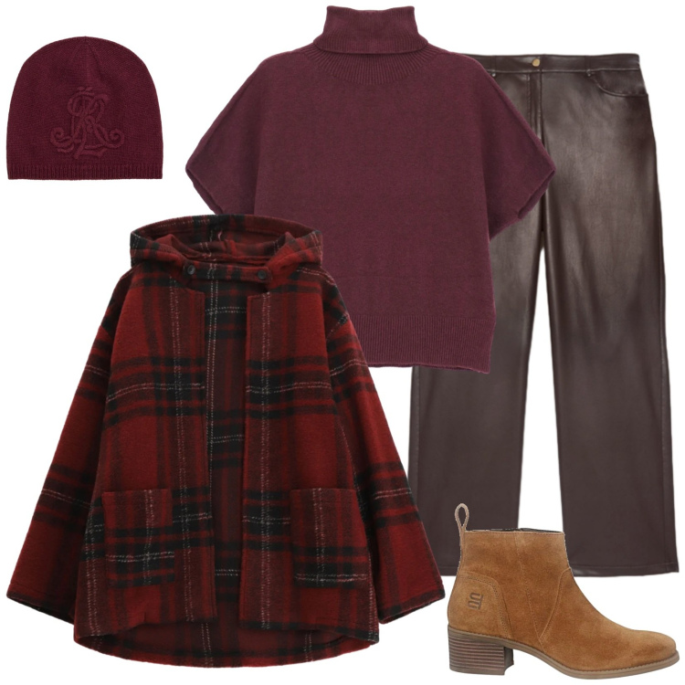 Outfit donna - Relax mood. Stile Urban per Ufficio. Abbinamento con caban, maglieria, berretti, pantaloni chino, stivaletti.