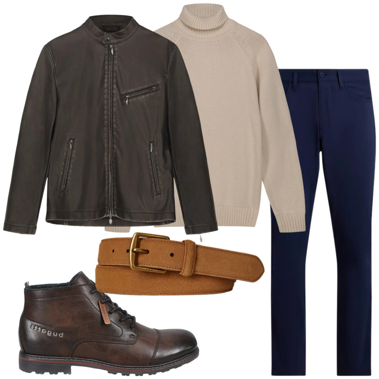 Outfit uomo - Total look #2322137. Stile Trendy per Tutti i giorni. Abbinamento con cinture, pantaloni, stivali e stivaletti, giacche, pullovers.