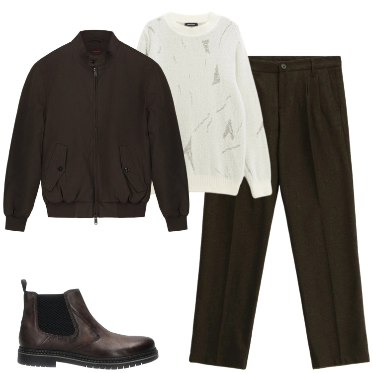 Outfit uomo - Imperial. Stile Urban per Tutti i giorni. Abbinamento con maglieria, pantaloni, bomber, stivali e stivaletti.