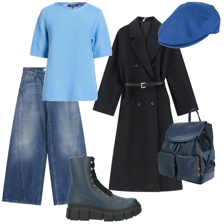 Outfit donna - In città. per Tutti i giorni. Abbinamento con cappelli, pullovers, stivaletti, zaini, jeans, cappotti.