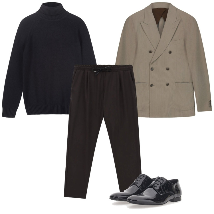 Outfit uomo - Il doppiopetto. Stile Trendy per Serata speciale. Abbinamento con pantaloni, scarpe stringate, giacche, pullovers.