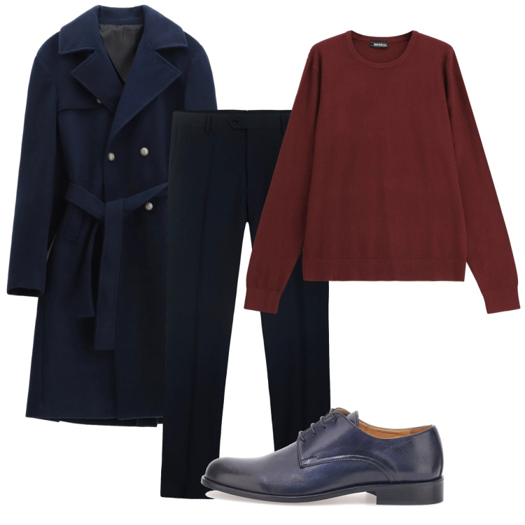 Outfit uomo - Mister. Stile Casual per Tutti i giorni. Abbinamento con cappotti, maglieria, scarpe stringate, pantaloni.