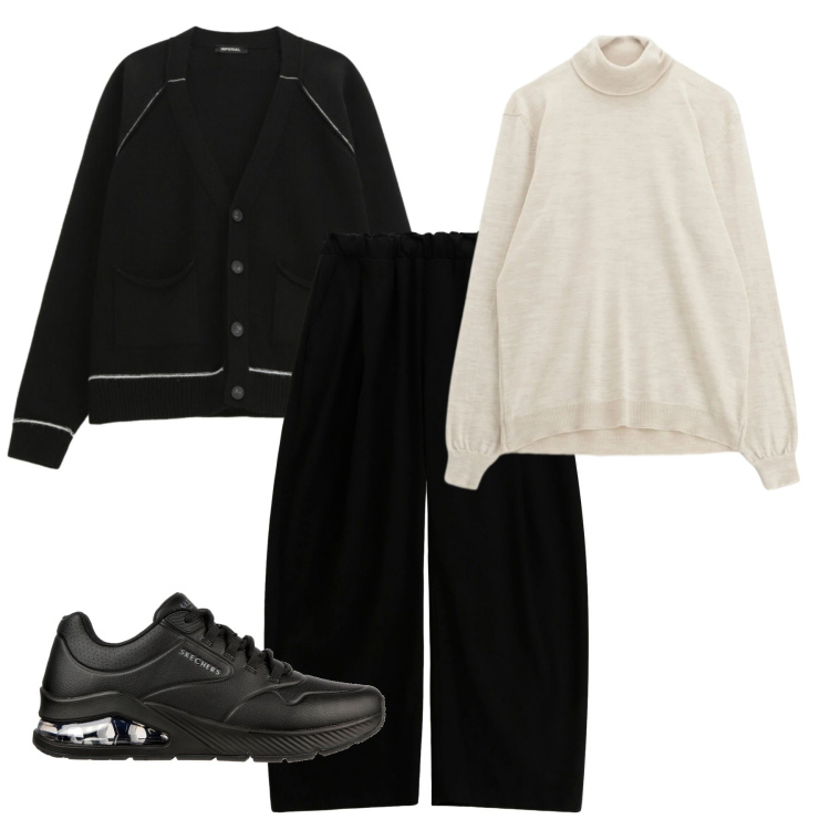 Outfit uomo - Dark dandy. Stile Urban per Tutti i giorni. Abbinamento con maglieria, pantaloni, cardigans, sneakers.