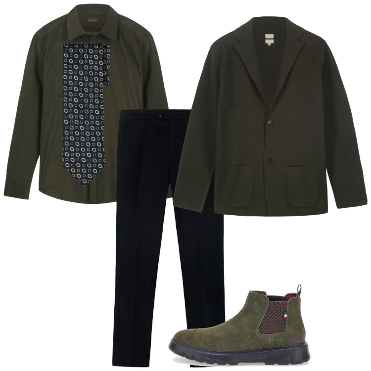 Outfit uomo - Passo elegante. Stile Casual per Tutti i giorni. Abbinamento con stivali e stivaletti, pantaloni, camicie, cravatte, giacche.