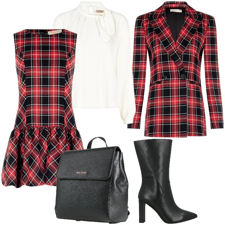 Outfit donna - Total look #2322326. Stile Trendy per Scuola/Università. Abbinamento con stivaletti, zaini, bluse, vestiti corti, blazer.