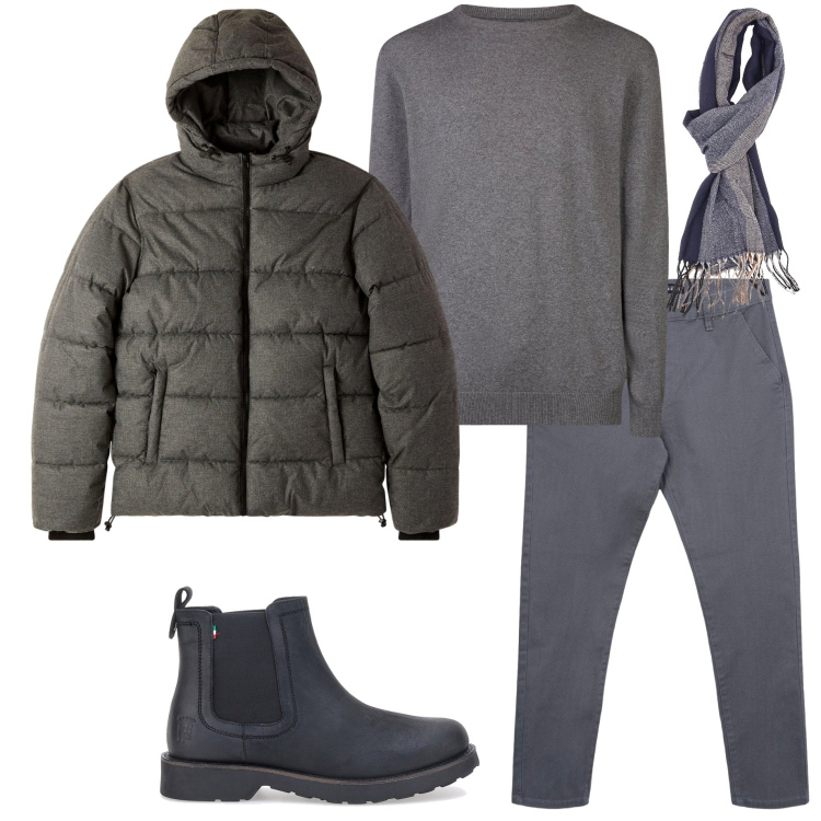 Outfit uomo - Urban style. Stile Urban per Ufficio. Abbinamento con pantaloni chino, bomber, stivali e stivaletti, sciarpe, maglieria.