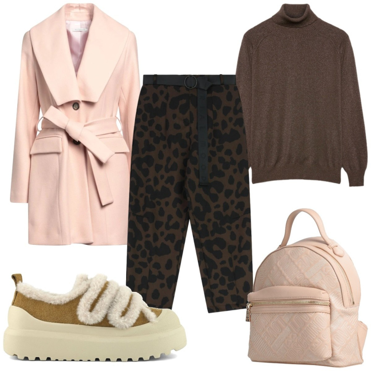 Outfit donna - Total look #2322494. Stile Trendy per Tutti i giorni. Abbinamento con cappotti, zaini, pantaloni, sneakers, maglieria.
