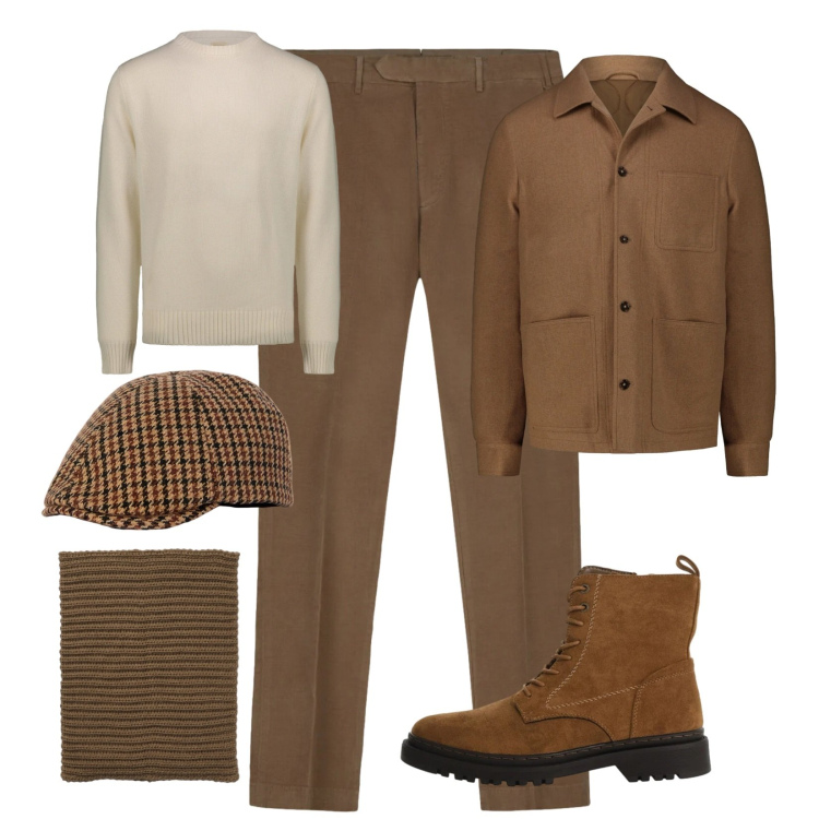 Outfit uomo - Outfit da città. Stile Urban per Tutti i giorni. Abbinamento con scaldacollo, anfibi, pantaloni, cappotti, maglieria, cappelli.