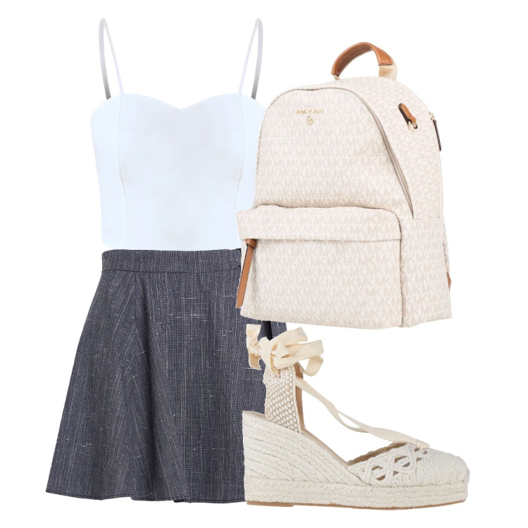 Outfit donna - Voglia di estate. per Tutti i giorni. Abbinamento con zaini, minigonne, espadrillas, top.