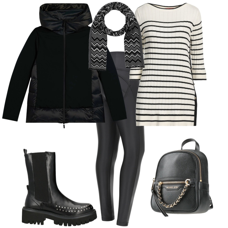 Outfit donna - Trendy ogni giorno. Stile Trendy per Tutti i giorni. Abbinamento con zaini, pullovers, stivaletti chelsea, sciarpe, piumini, pantaloni skinny.