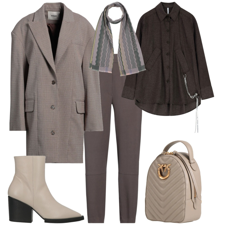 Outfit donna - Minimal to i marrone ogni giorno. Stile Minimal per Tutti i giorni. Abbinamento con cappotti, zaini, stivaletti, pantaloni, sciarpe, camicie.