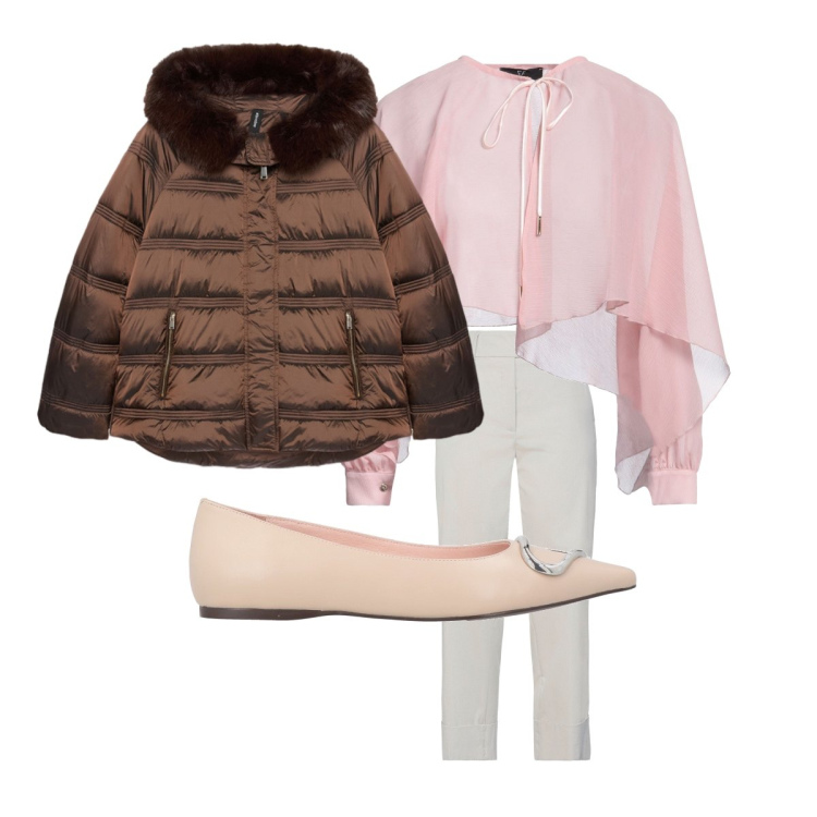 Outfit donna - Elegante con le ballerine gioiello. Stile Casual chic per Ufficio. Abbinamento con ballerine, pantaloni, camicie, piumini.