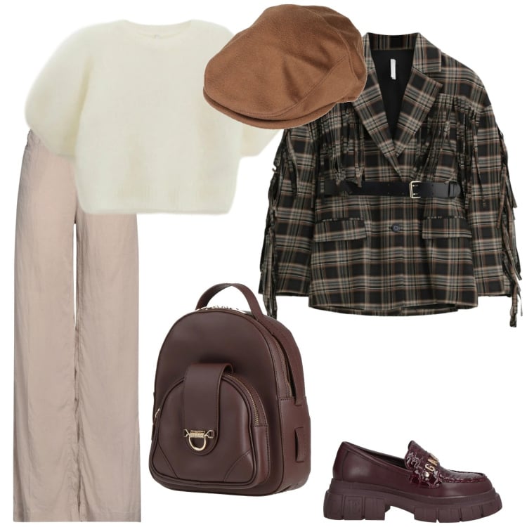 Outfit donna - Accessorio , il cappello. per Tutti i giorni. Abbinamento con cappelli, mocassini, jeans, zaini, t-shirt, blazer.