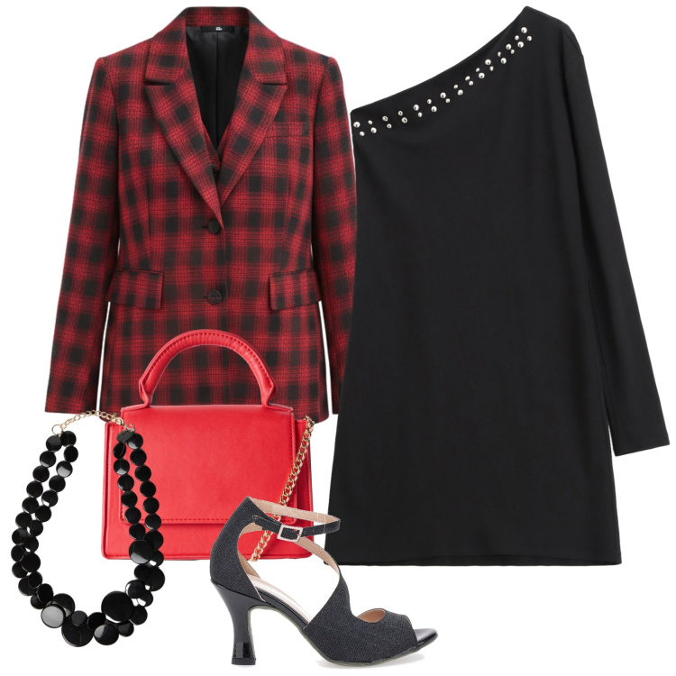 Outfit donna - Open toe per la serata. Stile Chic per Serata fuori. Abbinamento con borse a tracolla, vestiti asimmetrici, blazer, collane, scarpe col tacco.