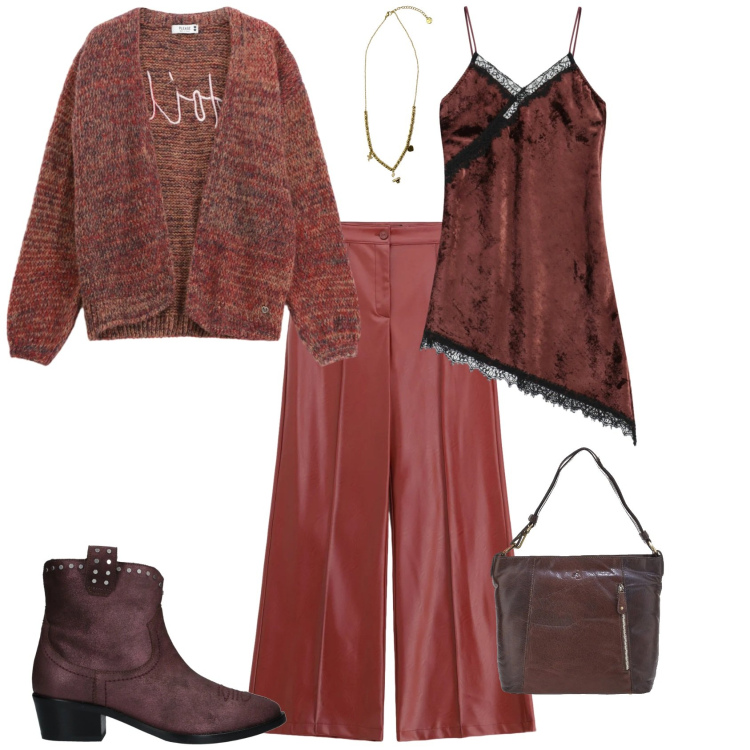 Outfit donna - Casual chic ogni giorno. Stile Casual chic per Tutti i giorni. Abbinamento con stivaletti texani, pantaloni, cardigans, vestiti asimmetrici, ciondoli, borse a spalla.