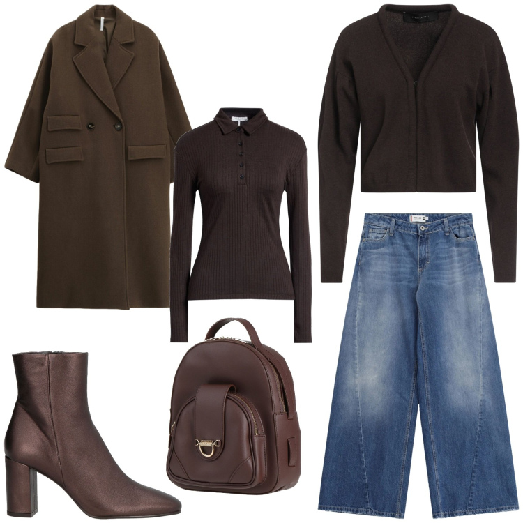 Outfit donna - Sweater & pants. Stile Trendy per Tutti i giorni. Abbinamento con stivaletti, cardigans, pullovers, zaini, jeans, cappotti.