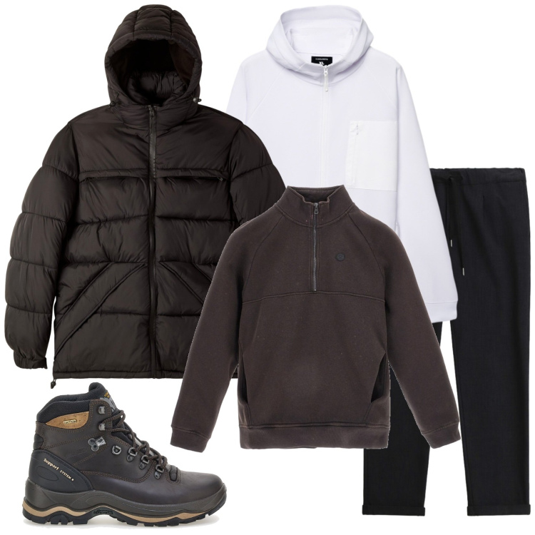 Outfit uomo - Relax in Sunday. Stile Casual per Tutti i giorni. Abbinamento con bomber, felpe con cappuccio, pantaloni, scarpe sportive, felpe sportive.