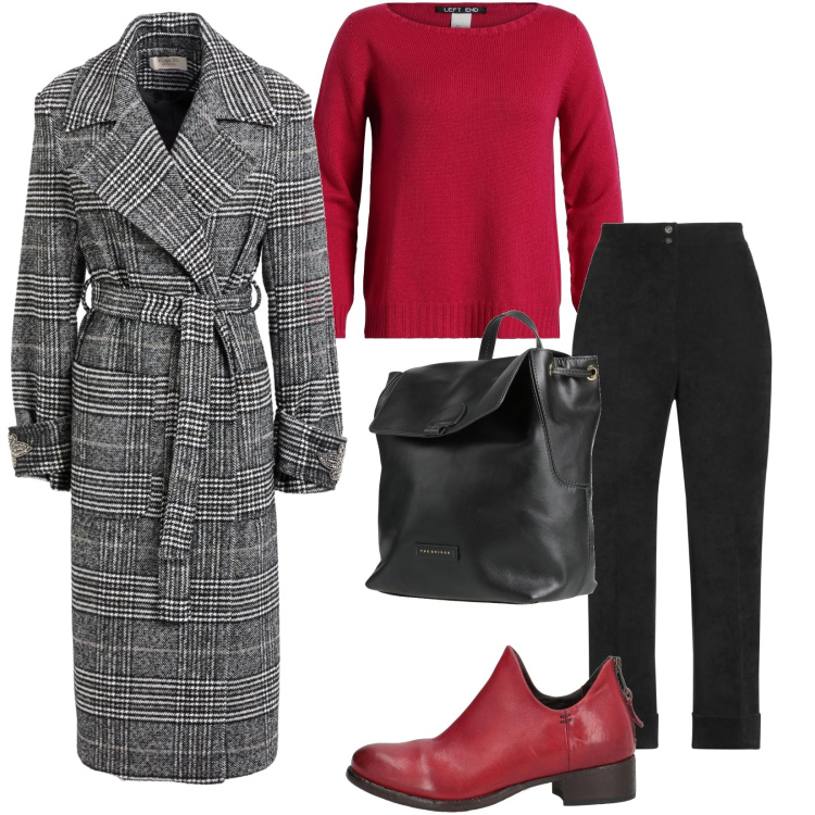 Outfit donna - Total look #2323142. Stile Casual chic per Tutti i giorni. Abbinamento con cappotti, stivaletti, pantaloni, zaini, pullovers.