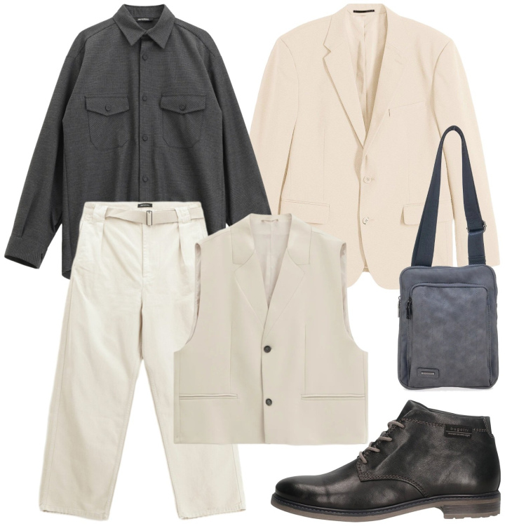 Outfit uomo - Il gilet invernale. Stile Trendy per Ufficio. Abbinamento con giacche, gilet, camicie, pantaloni, portafogli, stivali e stivaletti.