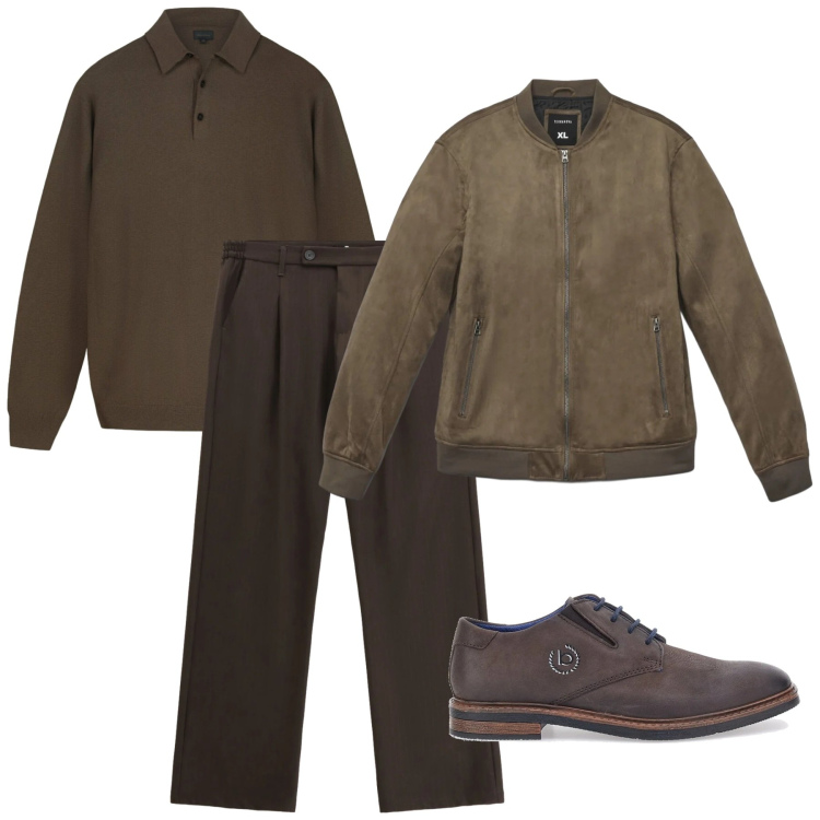 Outfit uomo - Brownny. Stile Casual per Tutti i giorni. Abbinamento con giacche, pantaloni, scarpe stringate, maglieria.