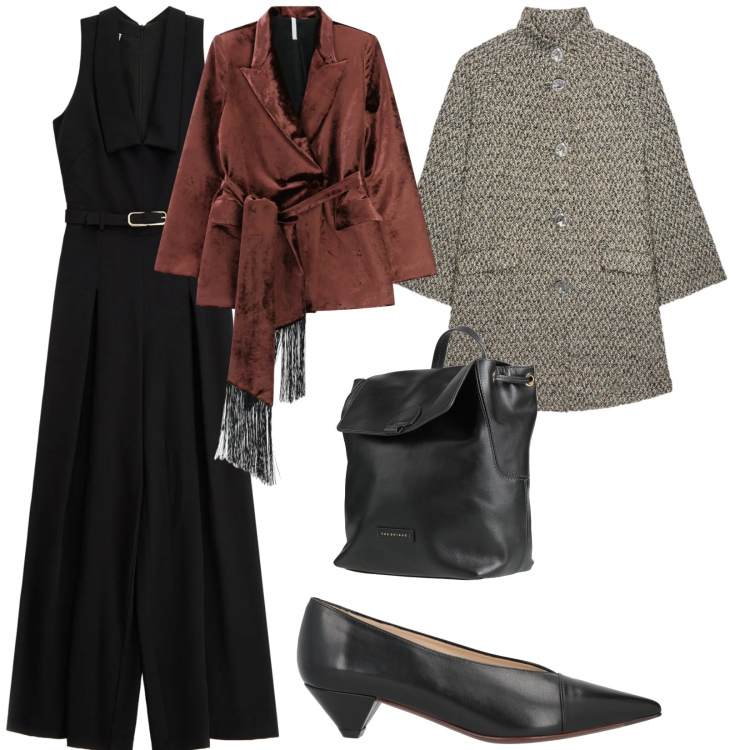 Outfit donna - Per i giorni freddi. per Serata fuori. Abbinamento con décolleté, zaini, blazer, tute, cappotti.