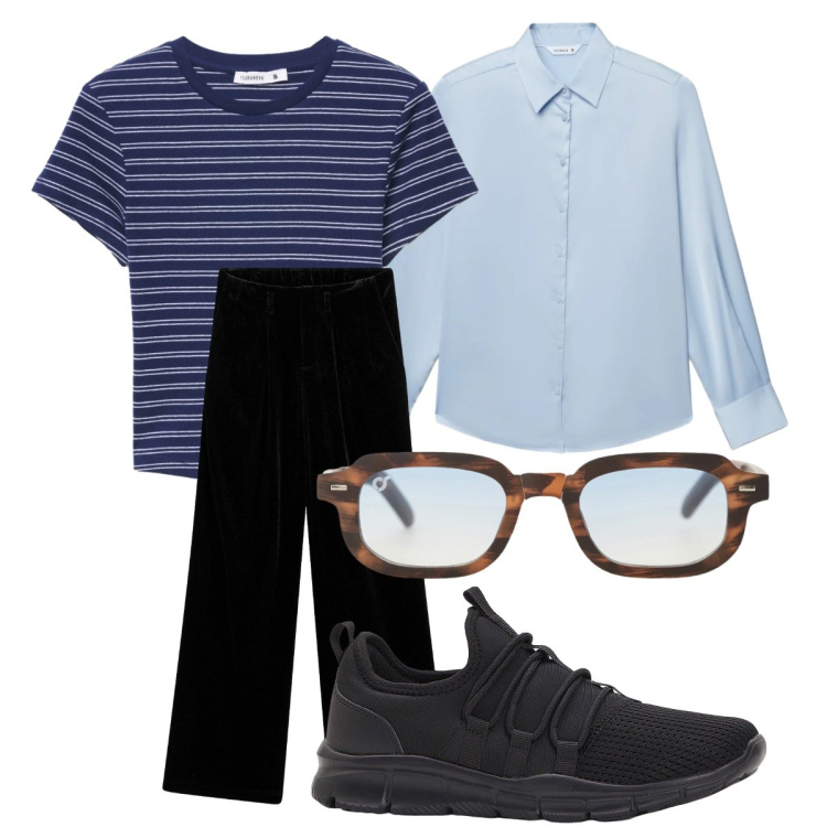 Outfit donna - Layering per i giorni più freddi. Stile Casual per Tutti i giorni. Abbinamento con sneakers, pantaloni, camicie, t-shirt, occhiali da sole.