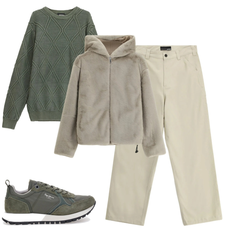 Outfit uomo - Total look #2323628. Stile Urban per Tutti i giorni. Abbinamento con maglieria, pantaloni, bomber, sneakers.