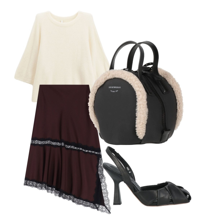 Outfit donna - Che fascino. Stile Glamour per Serata fuori. Abbinamento con zaini, décolleté, maglieria, gonne lunghe.