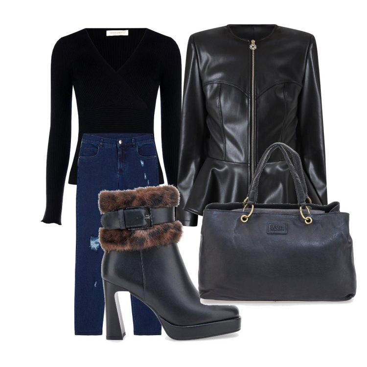 Outfit donna - Comoda con una forte personalità. Stile Casual per Tutti i giorni. Abbinamento con jeans skinny, giacche, pullovers, stivaletti, borse a mano.