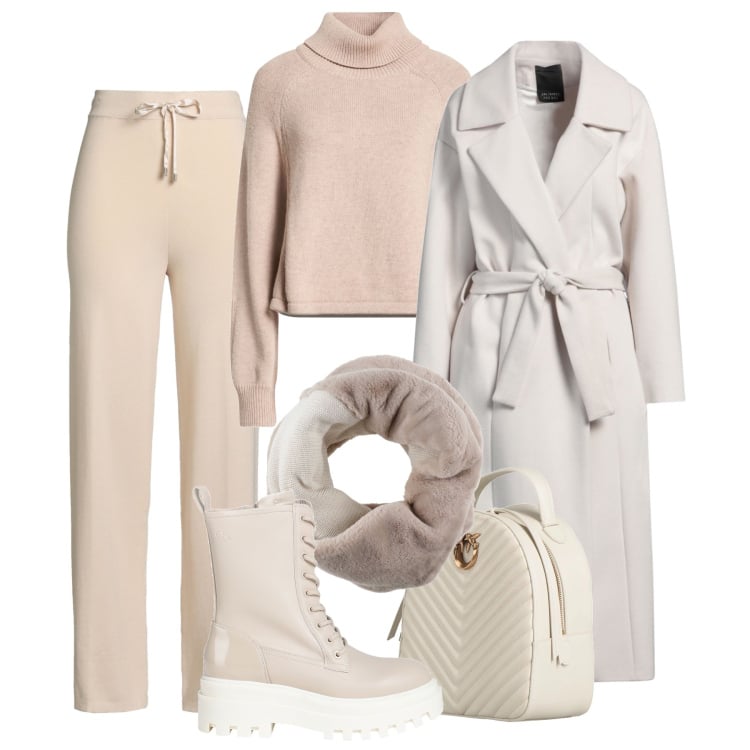 Outfit donna - Nordica essenziale. Stile Sporty chic per Tutti i giorni. Abbinamento con cappotti, sciarpe, stivaletti, zaini, pantaloni, maglieria.