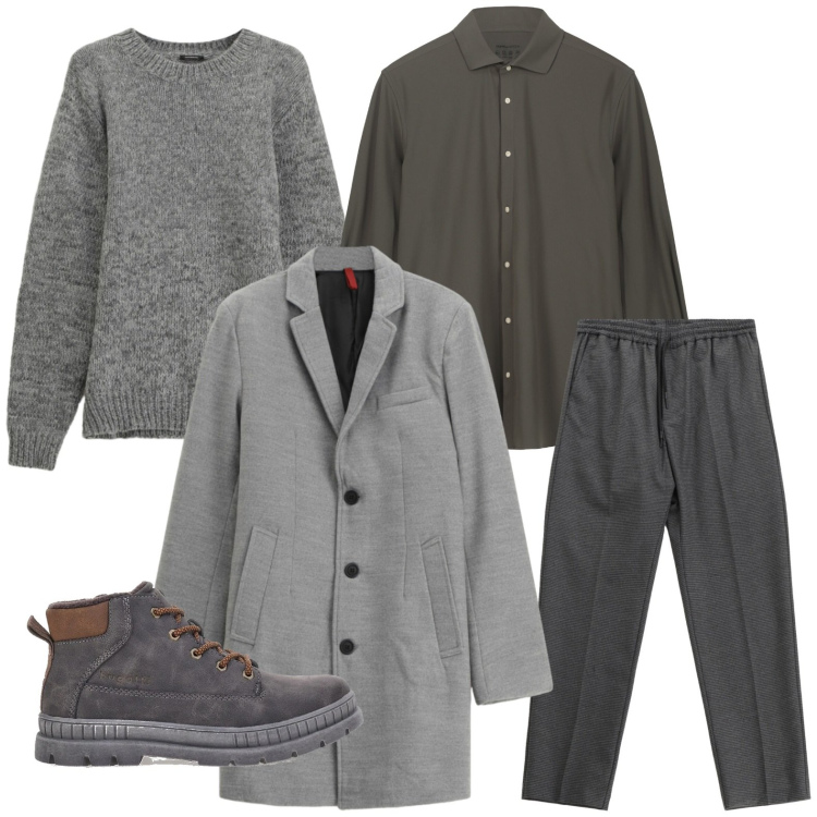 Outfit uomo - Mood nordico. Stile Casual per Tutti i giorni. Abbinamento con pantaloni, cappotti, maglieria, camicie, scarpe stringate.