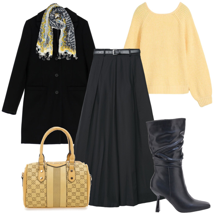 Outfit donna - Stivali e pantagonna-@danipoetessa73. Stile Glamour per Serata fuori. Abbinamento con maglieria, pantaloni, cappotti, stivali, borse a spalla, sciarpe.