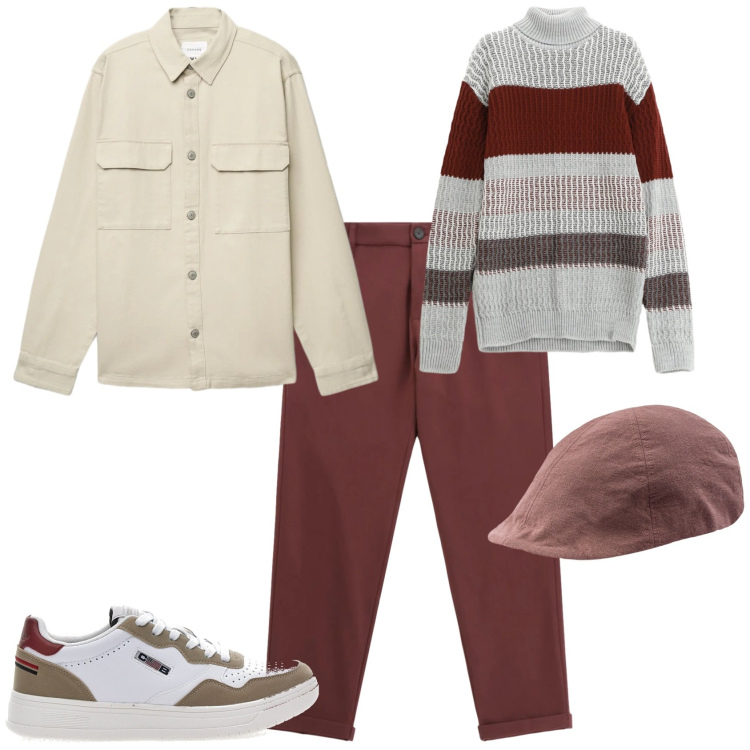 Outfit uomo - Casual ogni giorno. Stile Casual per Tutti i giorni. Abbinamento con cappotti, pantaloni, maglieria, sneakers, cappelli con visiera.