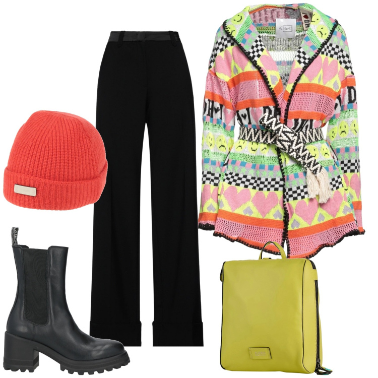 Outfit donna - Total look #2323754. Stile Casual chic per Tutti i giorni. Abbinamento con pantaloni, cappelli, cardigans, stivaletti, zaini.