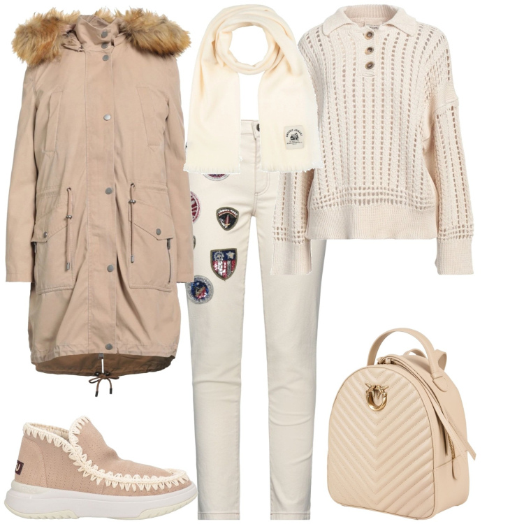 Outfit donna - Trendy colori pantone nuova stagione. Stile Trendy per Tutti i giorni. Abbinamento con jeans slim fit, zaini, parka, stivaletti, pullovers, sciarpe.