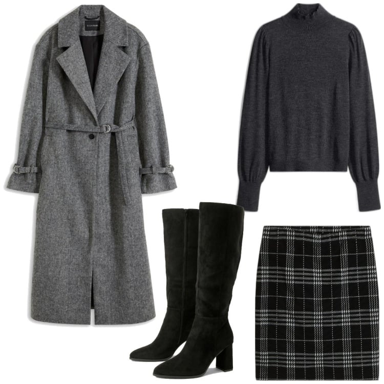Outfit femme - Basique #342. Style Basique pour Bureau. Assortir avec pulls, jupes, manteaux, bottes.