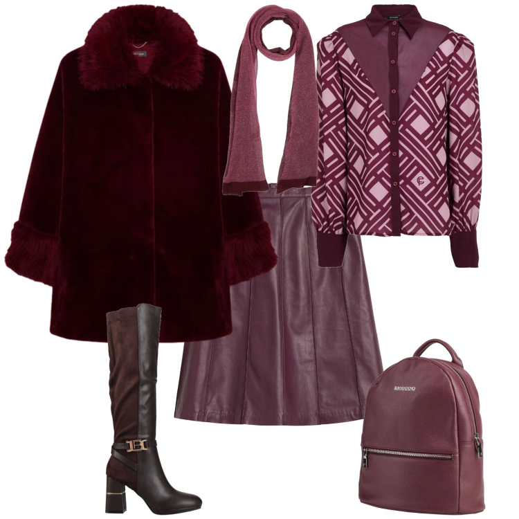 Outfit donna - Chic ogni giorno. Stile Chic per Serata fuori. Abbinamento con gonne, sciarpe, camicie, stivali, zaini, cappotti.