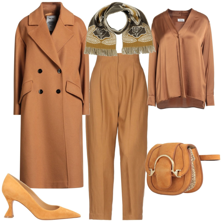 Outfit donna - Chic serata evento speciale. Stile Chic per Serata fuori. Abbinamento con marsupi, cappotti, camicie, pantaloni, sciarpe, décolleté.