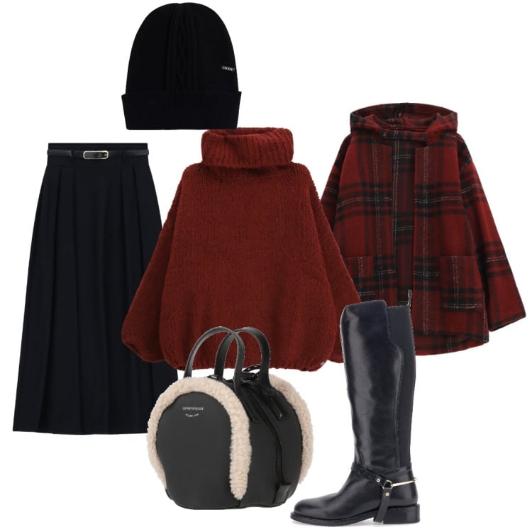 Outfit donna - Gli stivali completano. Stile Casual chic per Tutti i giorni. Abbinamento con zaini, maglieria, caban, gonne lunghe, berretti, stivali.