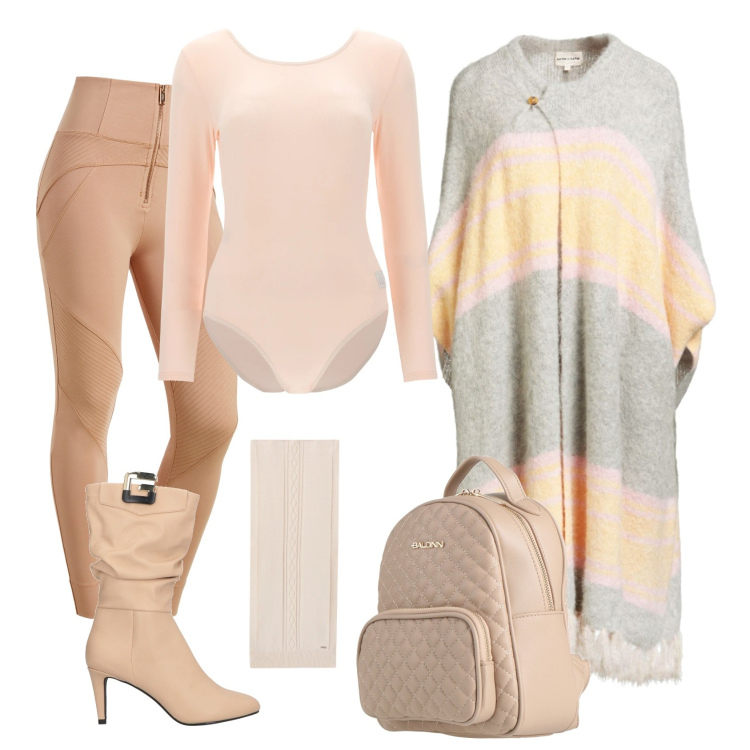 Outfit donna - Total look #2323920. Stile Casual per Tutti i giorni. Abbinamento con stivali, zaini, cappe, body, pantaloni skinny, sciarpe.