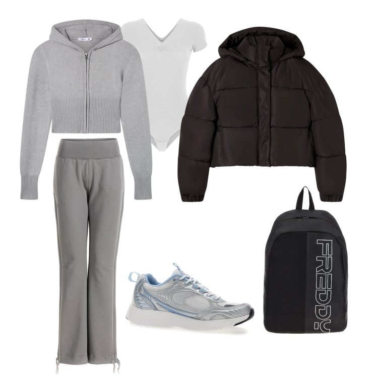 Outfit donna - Urban Motion. Stile Urban per Tutti i giorni. Abbinamento con felpe sportive, bomber, body, zaini, pantaloni, scarpe sportive.
