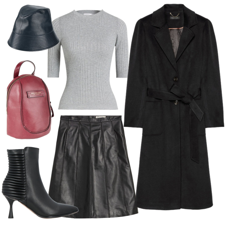 Outfit donna - Contrasti Urban e Chic. Stile Urban per Tutti i giorni. Abbinamento con gonne, pullovers, zaini, stivaletti, cappelli, cappotti.