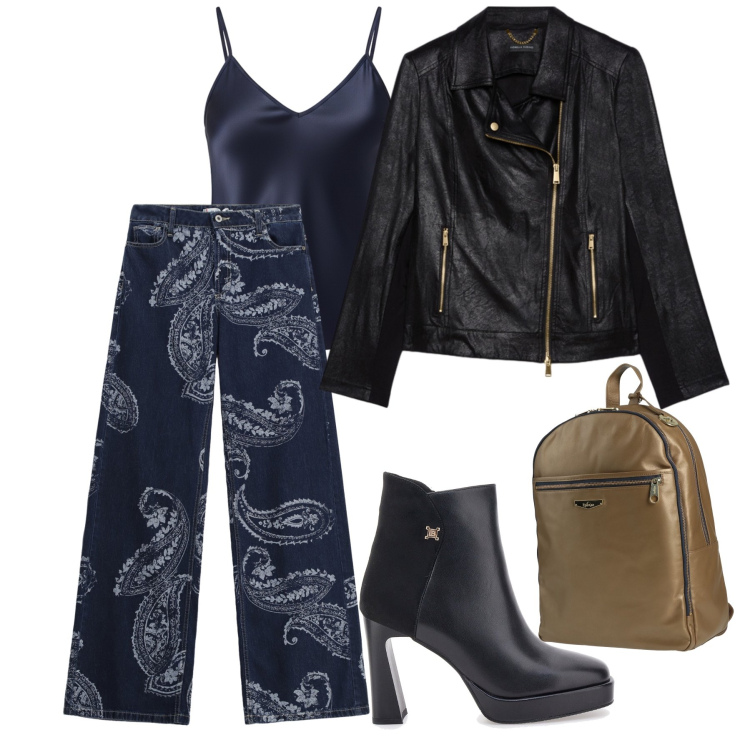 Outfit donna - Blue Soul & Urban Vibes. Stile Urban per Tutti i giorni. Abbinamento con zaini, jeans, canottiere, blazer, stivaletti.