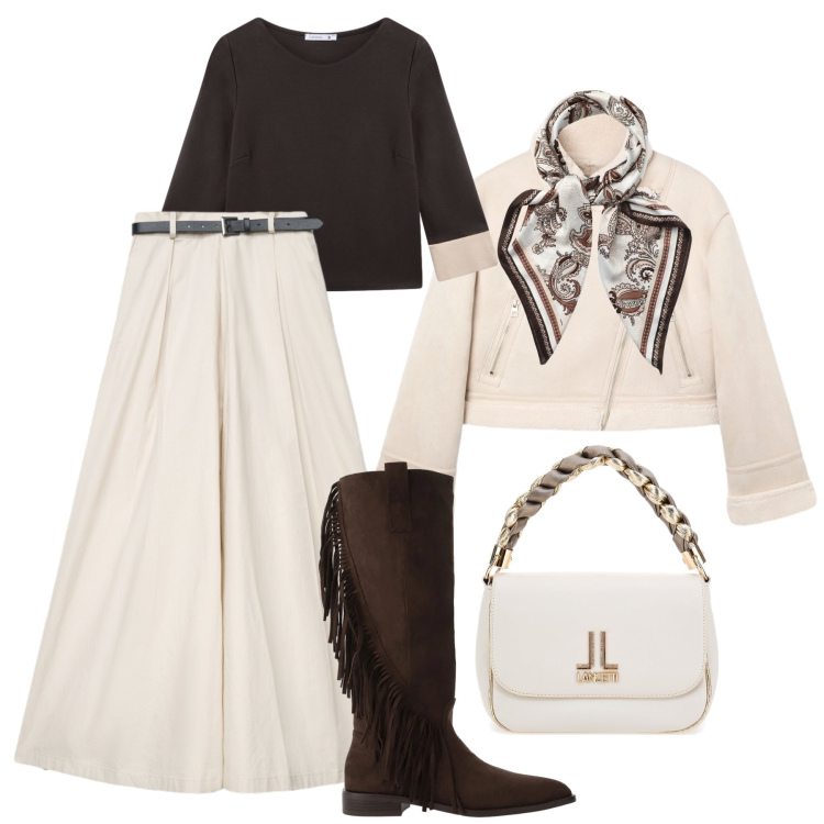 Outfit donna - Stivali con frange - @danipoetessa73. Stile Trendy per Tutti i giorni. Abbinamento con giacche, t-shirt, foulard, pantaloni, stivali sopra il ginocchio, borse a tracolla.