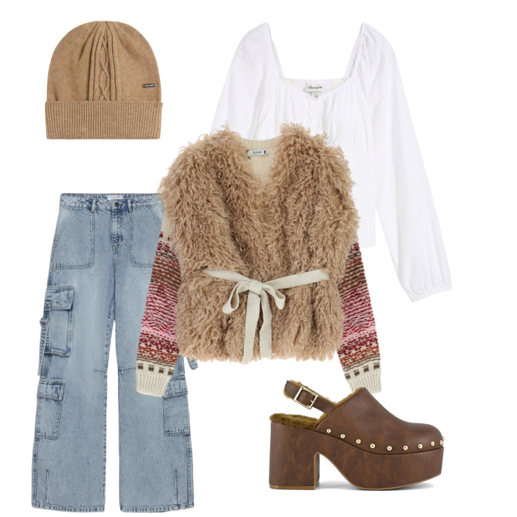 Outfit donna - Boho Utility. Stile Boho per Tutti i giorni. Abbinamento con bluse, jeans, maglieria, berretti, sabot.